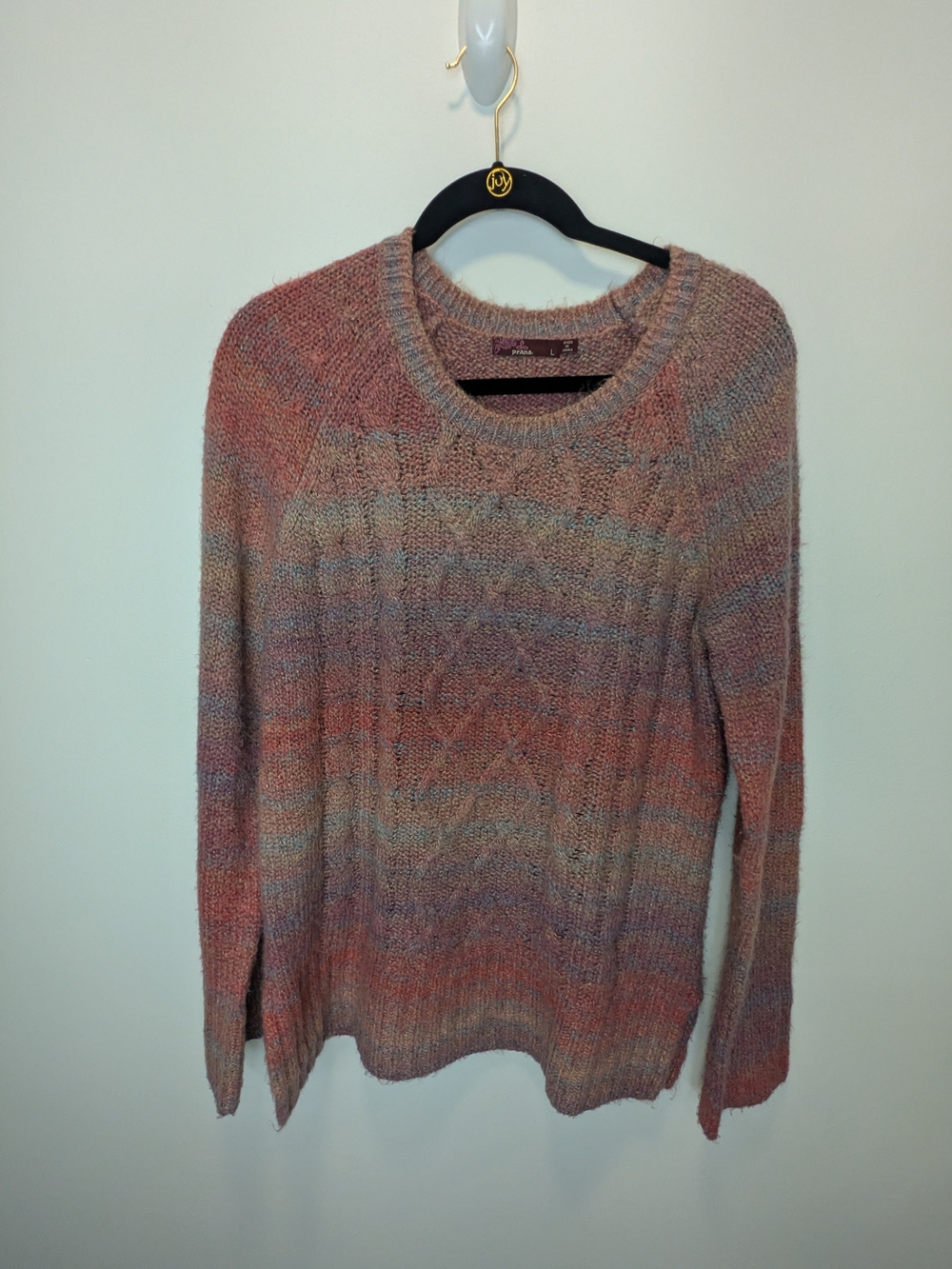 Prana Women's Leisel Cable Knit Crewneck Sweater Large Boho Outdoors Hippie